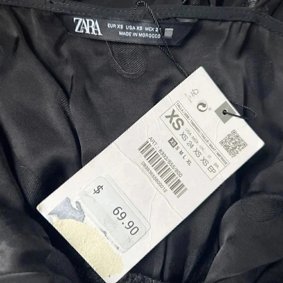 NWT Zara Black Polka Dot Midi Jacquard Dress Size XS - Picture 9 of 12